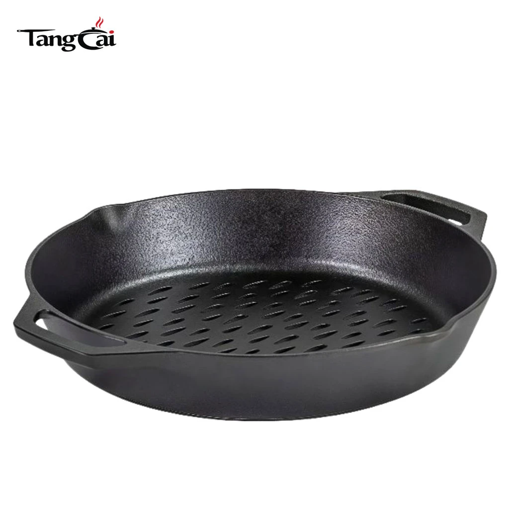 붙지 않는 관통되는 석쇠 표면을 가진 12 인치 전 양념된 둥근 스테이크 팬