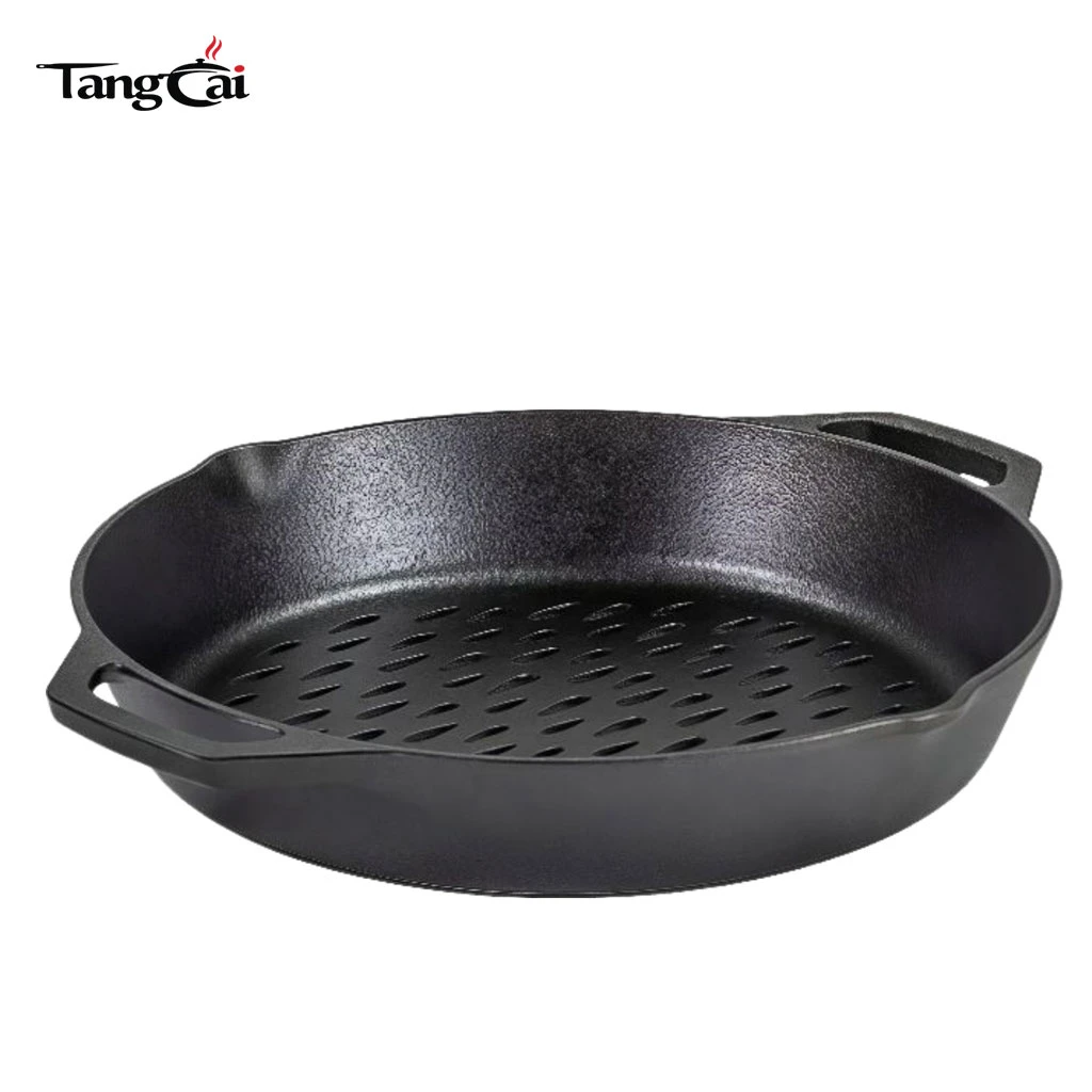 붙지 않는 관통되는 석쇠 표면을 가진 12 인치 전 양념된 둥근 스테이크 팬